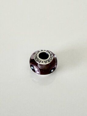 PANDORA Purple Ladybug Murano Glass Charm